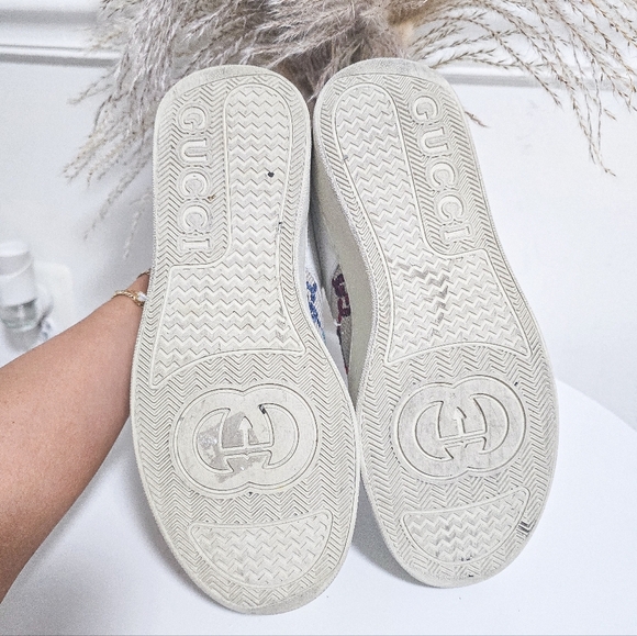 Gucci GG logo leather and embroidered canvas platform sneakers Size 39.5 - Picture 11 of 12